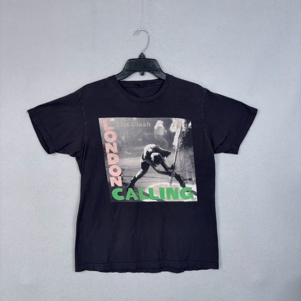 London Calling The Clash Shirt Mens Medium Black Graphic Punk Rock Band 2013 Tee